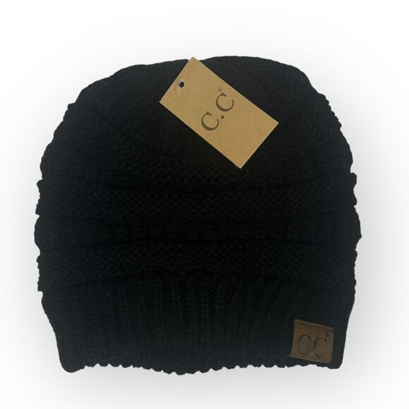 Classic NWT C.C Beanie Adult One Size HAT20A Black Slouchy Chunky Knit Winter - Picture 1 of 6